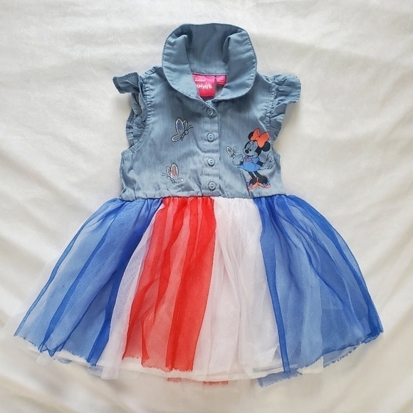 Disney Minnie Mouse Denim/Chambray  Tulle Dress 18 months - Picture 1 of 6